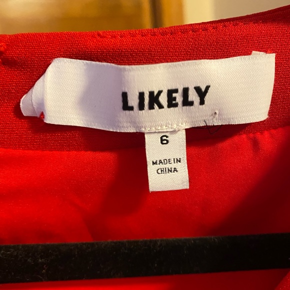 Red long sleeve Likely mini cocktail dress size 6 worn once - Picture 2 of 3